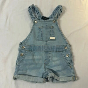7 for all mankind - denim shortalls with braided shoulder straps. Size 12 months